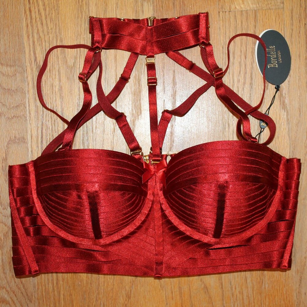 Bordelle Minerva Bodice Bra Bustier Signature Burnt Red L Large NWT
